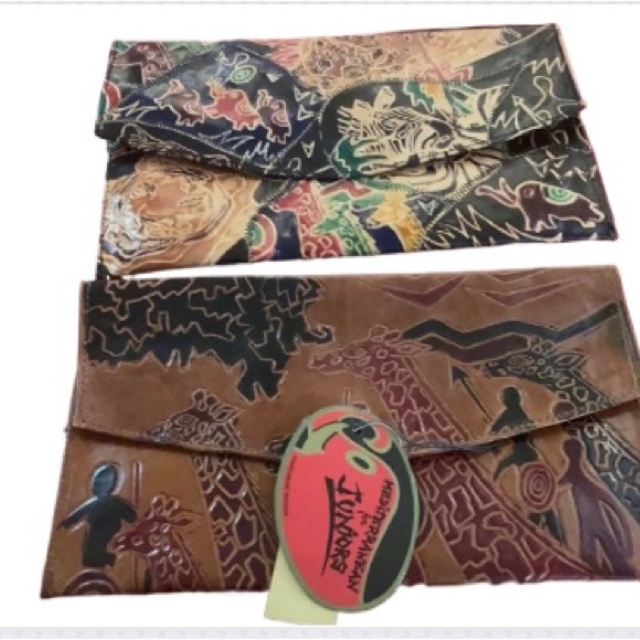NWT Genuine Leather Hand Painted Clutches - Picture 1 of 6